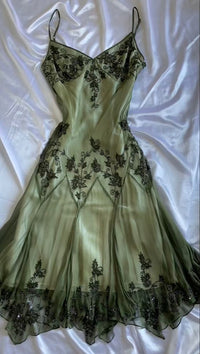 Mermaid Embroidered Prom Dress Spaghetti Strap Beads Floral Party Dress Ms2506113