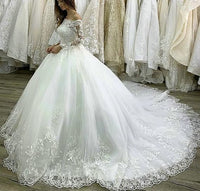 Off The Shoulder Wedding Dress Ball Gown for Bride Sequins Lace Bridal Gowns Princess Tulle Wedding Gowns