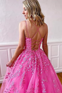 Abiti da sera lunghi con spalline sottili in tulle, applicazioni in pizzo, abiti da ballo per donne, vestito da festa