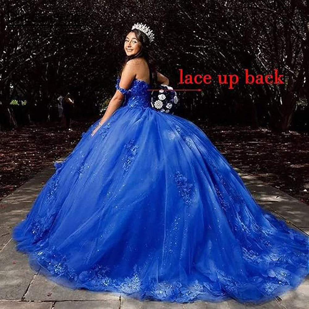 Abiti da Quinceanera in tulle di lusso con spalline sottili, abito da ballo lungo con applicazioni di pizzo gonfio, abito da sera per donna