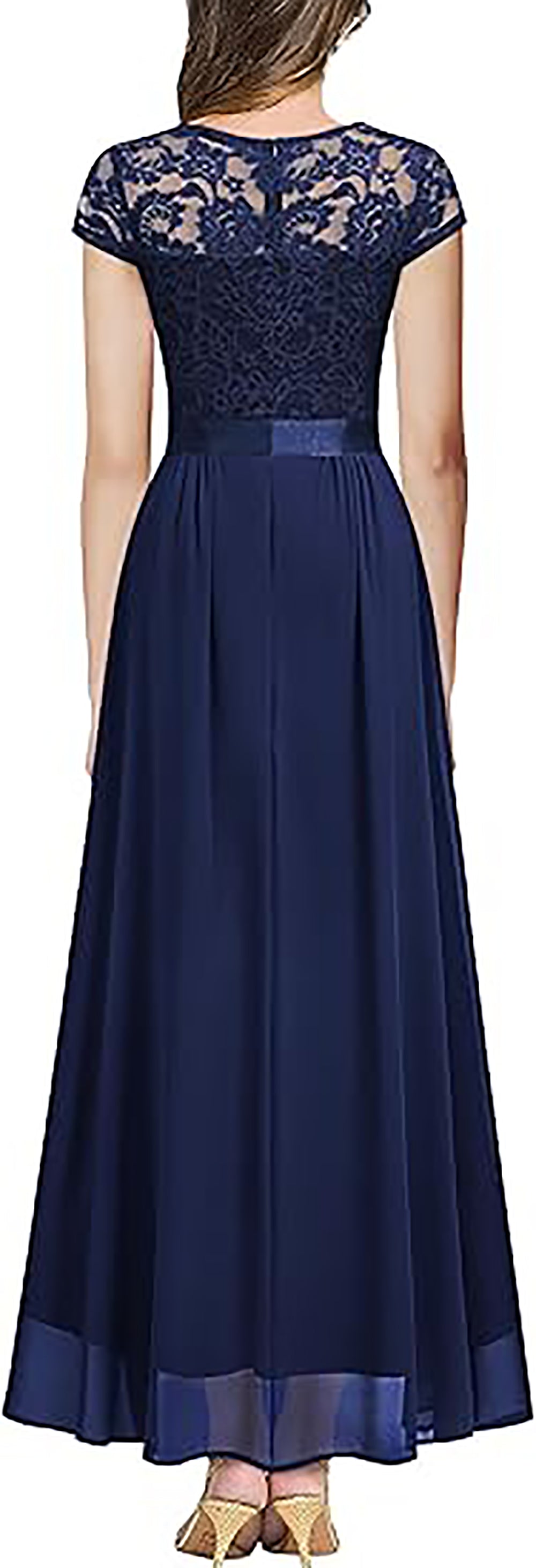Robe de soirée élégante en dentelle florale pour femme, robe de demoiselle d'honneur à col en V