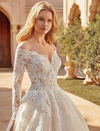 Robes de mariée longues pour femmes pour la mariée 2025 Robes de mariée en dentelle avec manches
