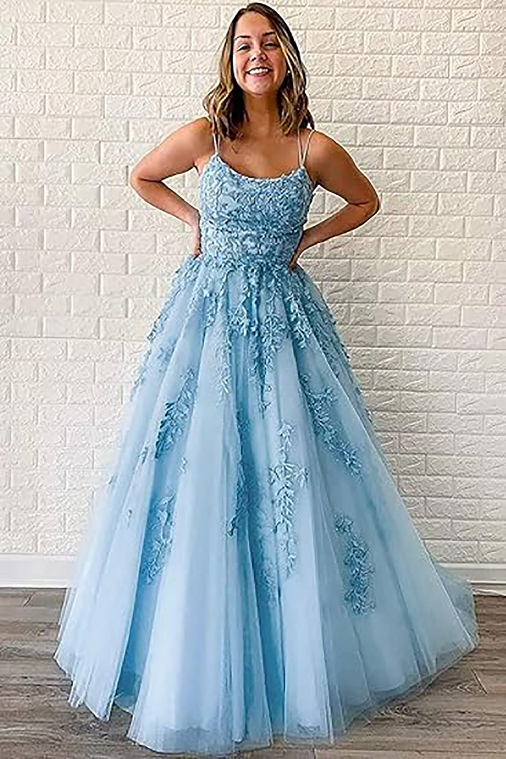 Abiti da sera lunghi con spalline sottili in tulle, applicazioni in pizzo, abiti da ballo per donne, vestito da festa