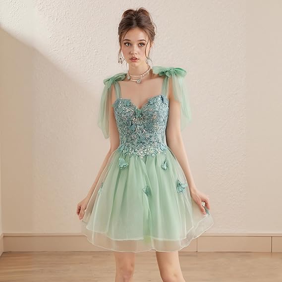 Robe de bal en tulle longueur thé pour femmes, épaules dénudées, robe de bal pour adolescentes, robe de princesse bouffante perlée en cœur