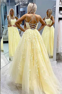 Abiti da sera lunghi con spalline sottili in tulle, applicazioni in pizzo, abiti da ballo per donne, vestito da festa