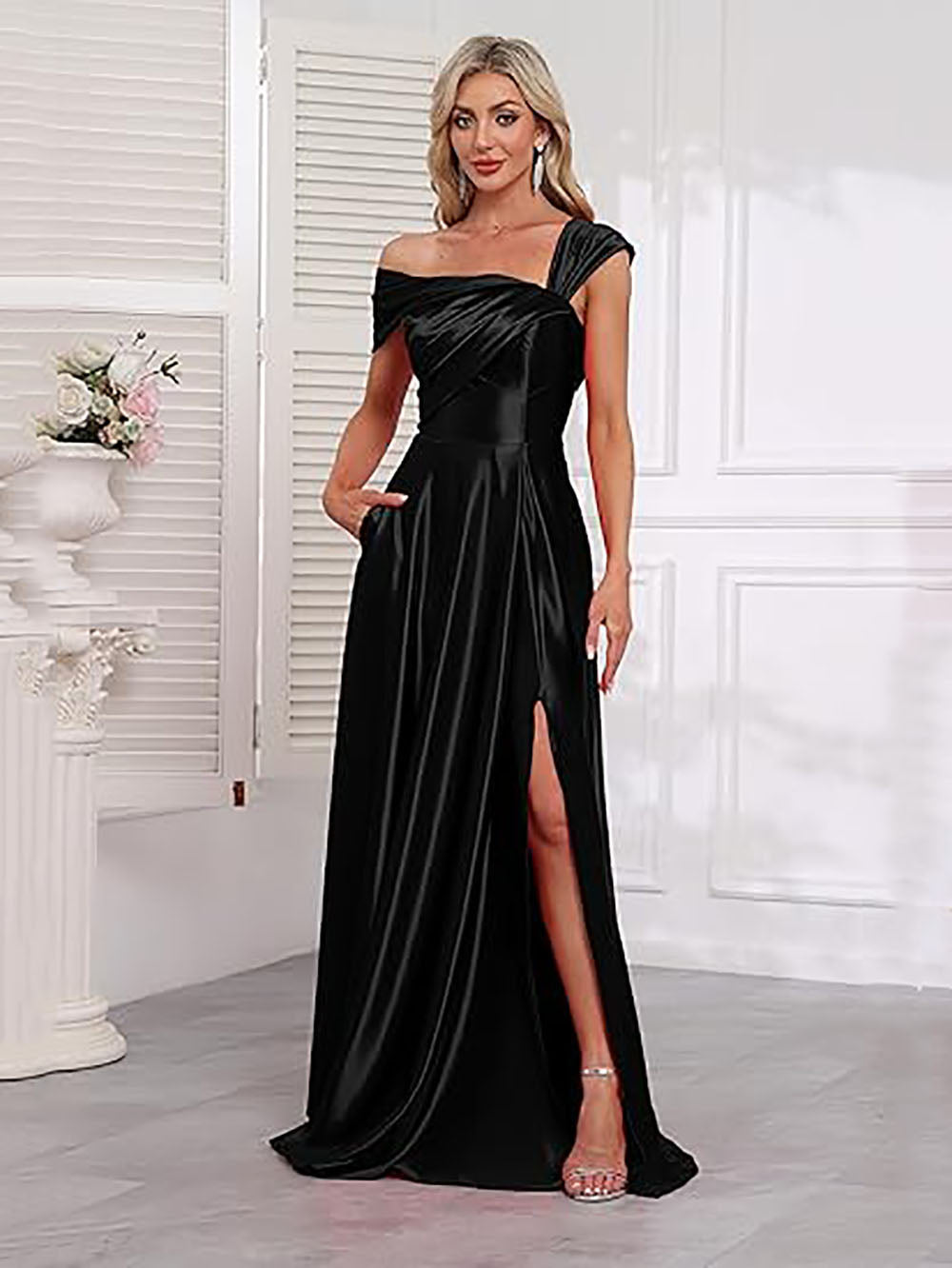 Off Shoulder Satin Formal Dresses for Women A Line Party Prom Dresses Msikoods Official Store Off Shoulder Satin Formal Dresses for Women A Line Party Prom Dresses Msikoods Official Store