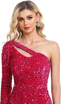Vestido de Festa com Lantejoulas, Uma Manga, Ombro Só, Vestido de Baile Feminino Brilhante, Vestido de Cocktail para Noite