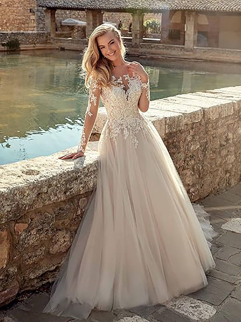 Beach Wedding Dresses for Bride 2025 Boho Women's Lace Appliqued Brida –  Msikoods Official Store