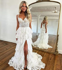 Robe de soirée longue en tulle à épaules dénudées pour femme avec appliques en dentelle et fente