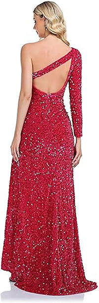 Vestido de Festa com Lantejoulas, Uma Manga, Ombro Só, Vestido de Baile Feminino Brilhante, Vestido de Cocktail para Noite