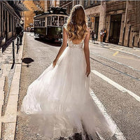 Robe de mariée de plage en dentelle pour femme pour mariée Robe de mariée bohème dos nu ligne A pour femme