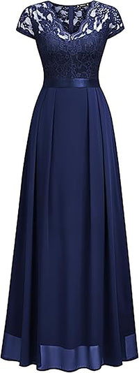 Robe de soirée élégante en dentelle florale pour femme, robe de demoiselle d'honneur à col en V