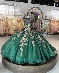 Wunderschöne trägerlose Quinceanera-Kleider mit Perlen, Ballkleid, bauschige Spitze, Ballkleider mit Schleppe, Blumenmuster, Sweet 15 16 Kleider