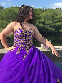 Abito da ballo Sweet 16 Abito Quinceanera Abito formale lungo da ballo con applicazioni dorate