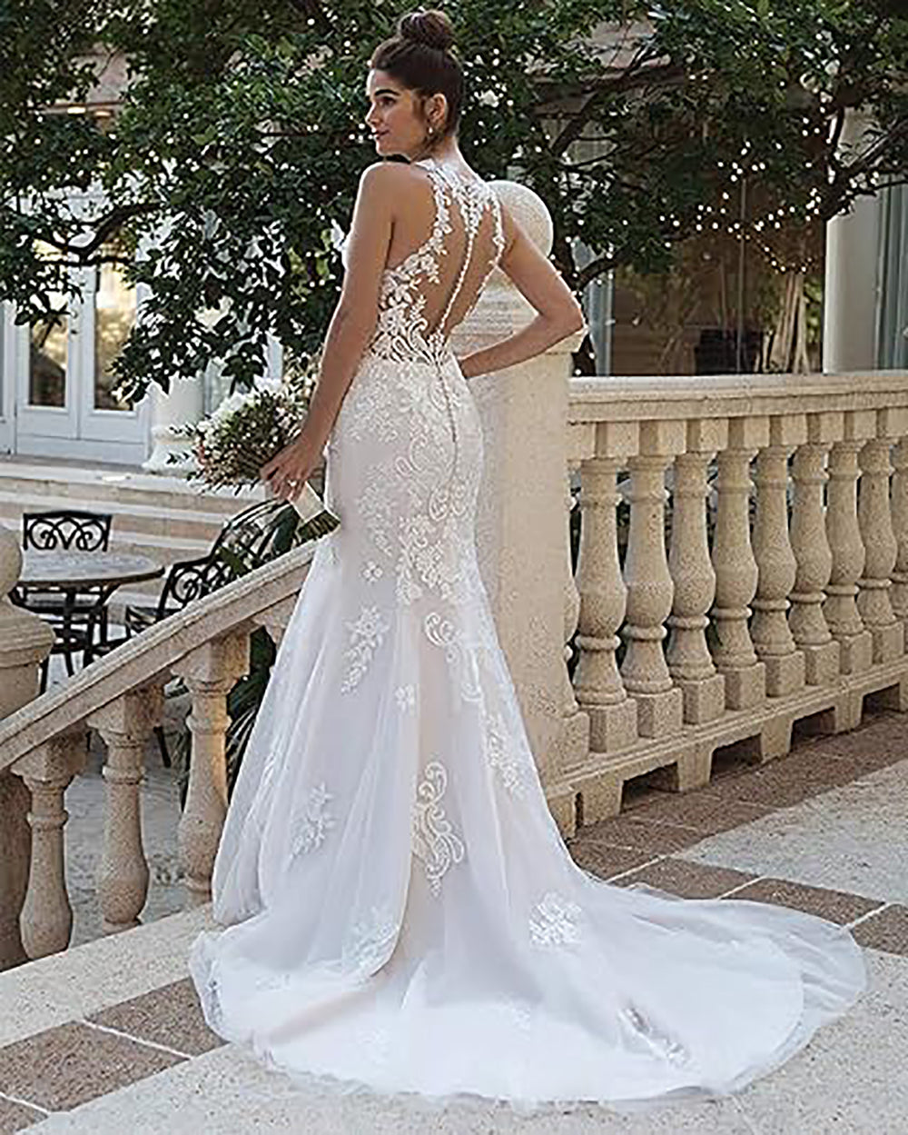 Halter Neck Lace Wedding Dresses for Bride 2025 Illusion Lace Applique Sleeveless Mermaid Bridal Gowns