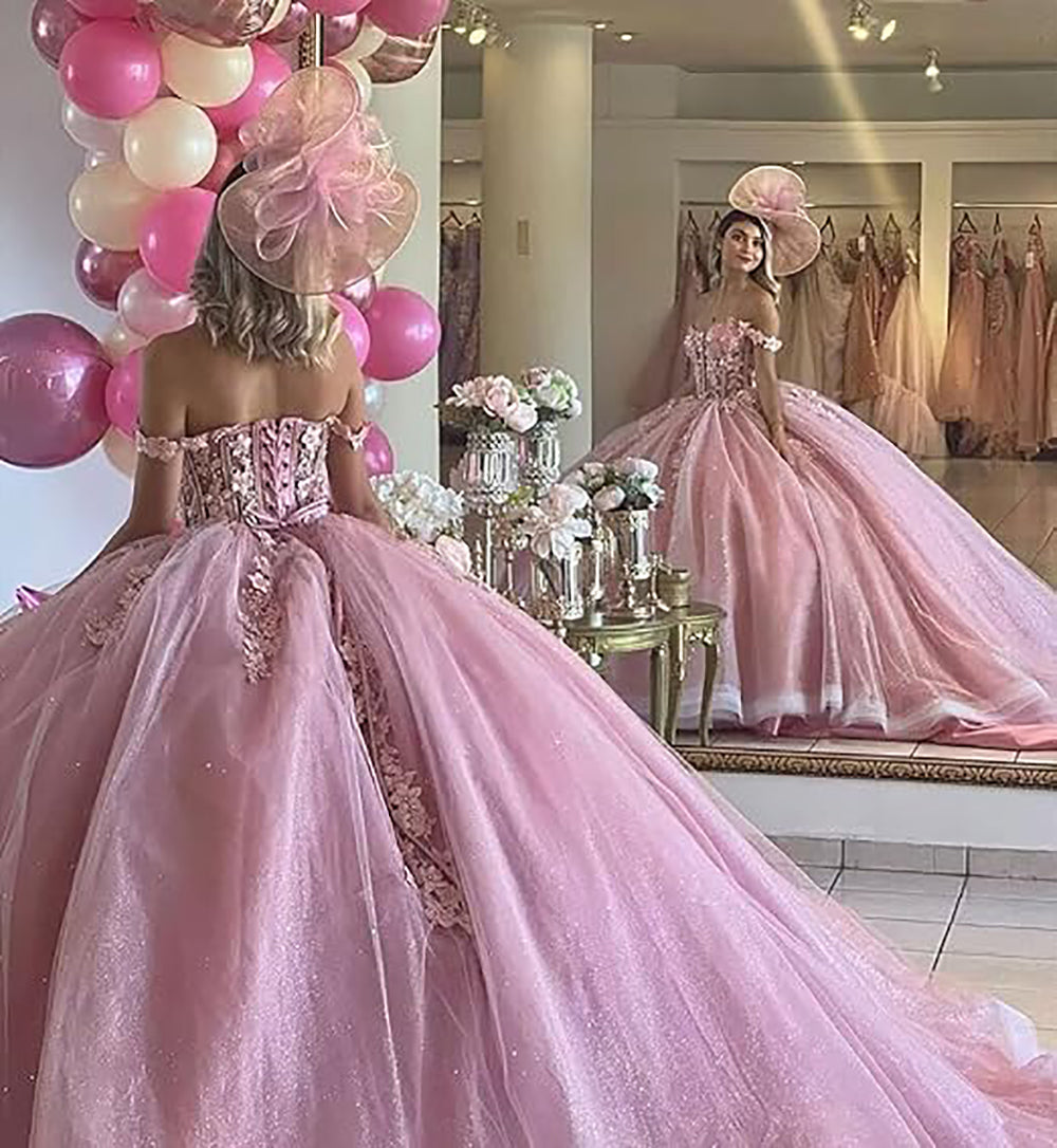 Off The Shoulder Quinceanera Dresses Ball Gown Puffy Sweet 16 Dresses for Teens Lace 15 Dresses for Quinceanera
