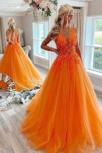 Abiti da sera lunghi con scollo a V in tulle e pizzo per matrimoni e feste, con applicazioni, abito per compleanno