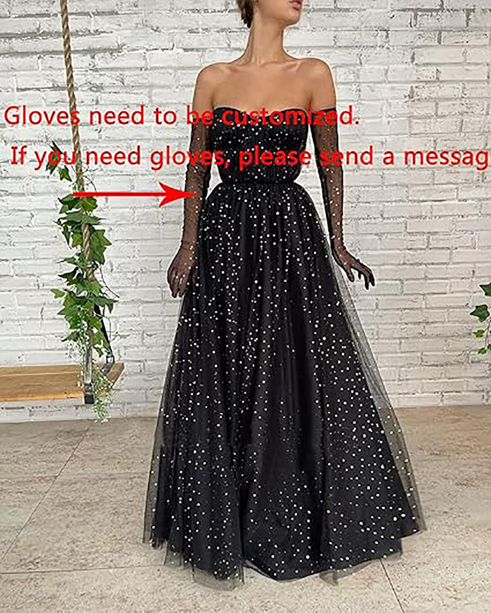 Vestidos de Festa de Tule Estrelado Brilhante para Mulheres, Decote Coração, Corte A, Vestido Formal para Festa com Mangas Longas em Capa