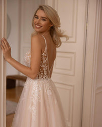 Boho A Line Lace Wedding Dresses For Bride Women 2025 Sleeveless Sequins Lace Appliques Bridal Gown