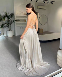 Vestidos de Noite Brilhantes com Lantejoulas, Alças Finas Sexy, Vestido de Baile com Fenda Lateral, Vestido de Festa Sexy