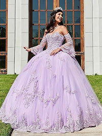 Abiti da Quinceanera da donna con scollo a cuore, applicazioni in pizzo, abito da ballo con maniche lunghe staccabili, abito da principessa per feste