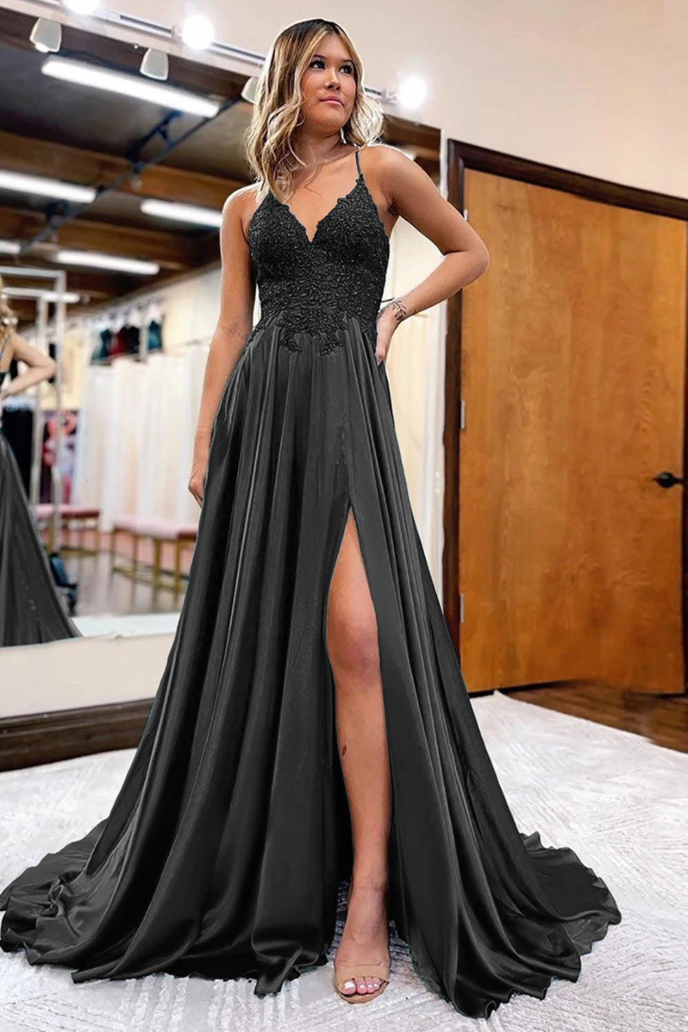 Vestido de baile evasê com pregas e recortes, decote coração, sexy, com fenda alta, vestido de noite elegante Ms2504012