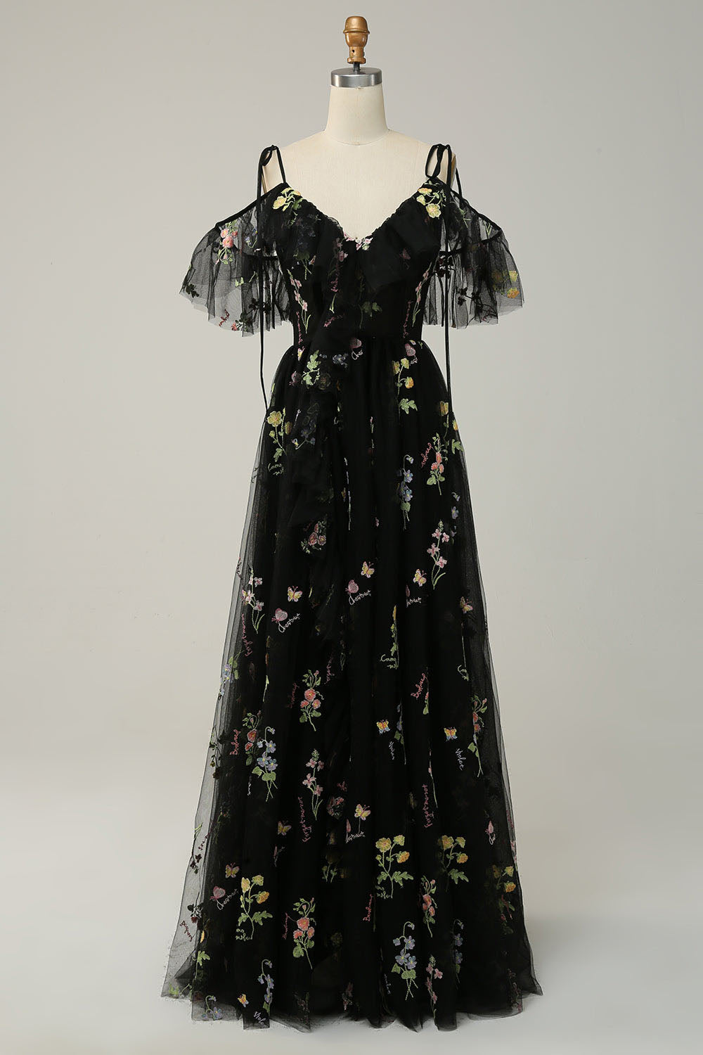 Vestido de Baile Elegante em Camadas com Aplicações de Renda, Sem Mangas, Pregas, Vestido Formal Ms2504071