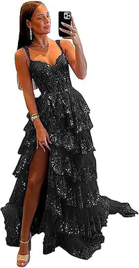 Robe de soirée longue en tulle à épaules dénudées pour femme avec appliques en dentelle et fente