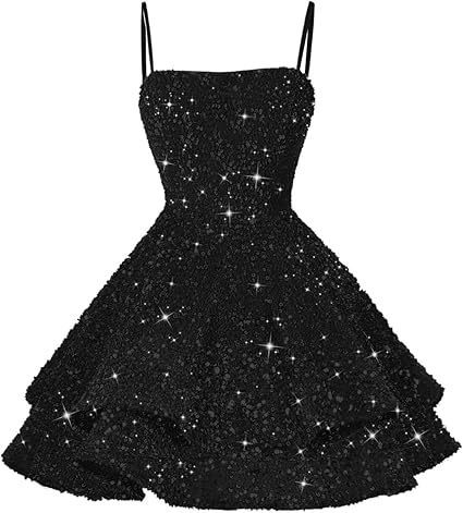 Vestiti corti con paillettes per il ritorno a casa per adolescenti 2024, spalline sottili scintillanti, abito da ballo Sweet 16, abito da cocktail