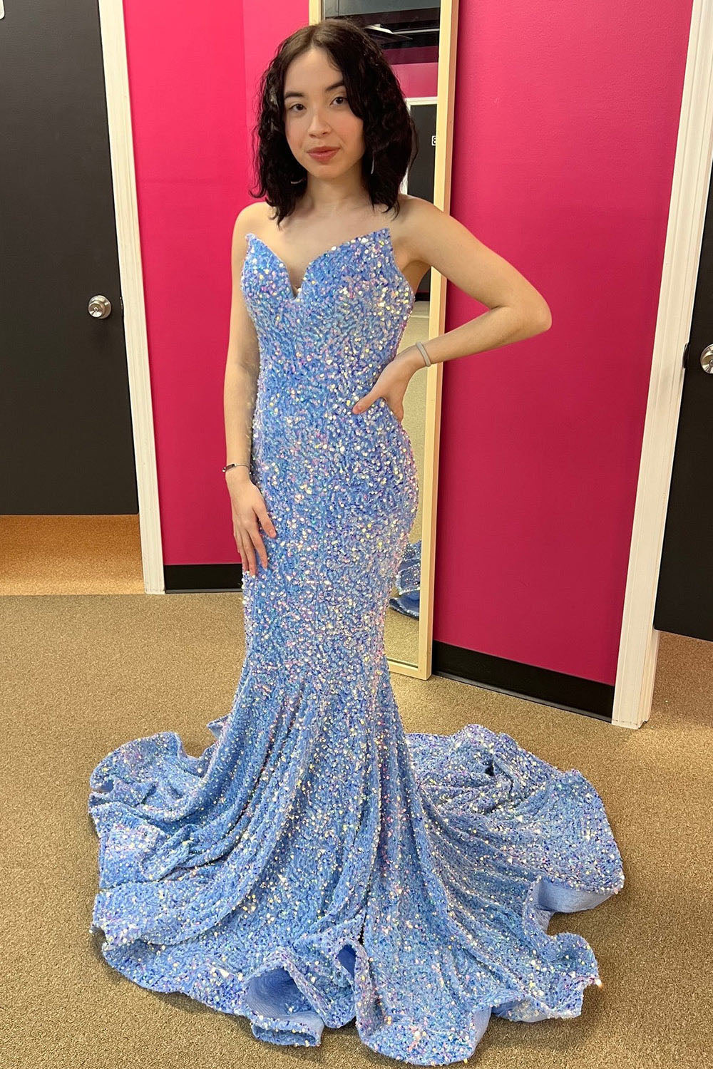 Vestido de Festa com Lantejoulas, Uma Manga, Ombro Só, Vestido de Baile Feminino Brilhante, Vestido de Cocktail para Noite