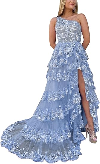 Robe de soirée à volants et à paillettes pour femme, asymétrique, asymétrique, ligne A, sexy, fente latérale, robe de soirée formelle