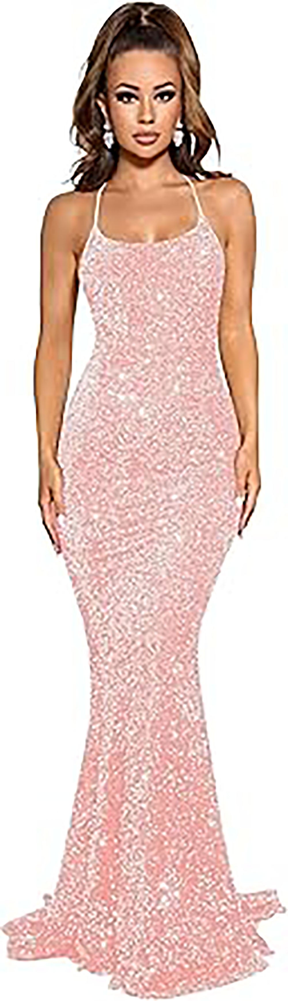 Abiti da sera lunghi da donna con spalline sottili, paillettes scintillanti, stile sirena per feste e balli
