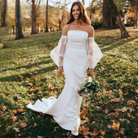 Elegant Mermaid Wedding Dresses With Lace Detachable Sleeves Strapless 2025 Bridal Gowns