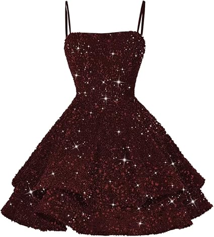 Vestiti corti con paillettes per il ritorno a casa per adolescenti 2024, spalline sottili scintillanti, abito da ballo Sweet 16, abito da cocktail