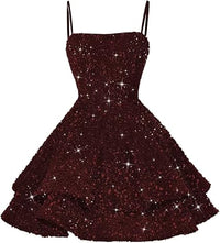Vestiti corti con paillettes per il ritorno a casa per adolescenti 2024, spalline sottili scintillanti, abito da ballo Sweet 16, abito da cocktail