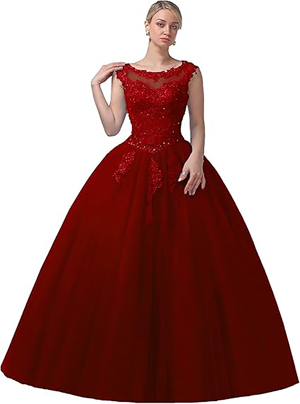 Vestidos de Noiva Encantadores com Decote Barco em Renda, Vestidos de Quinceanera, Vestidos de Baile de Princesa para Festa e Aniversário
