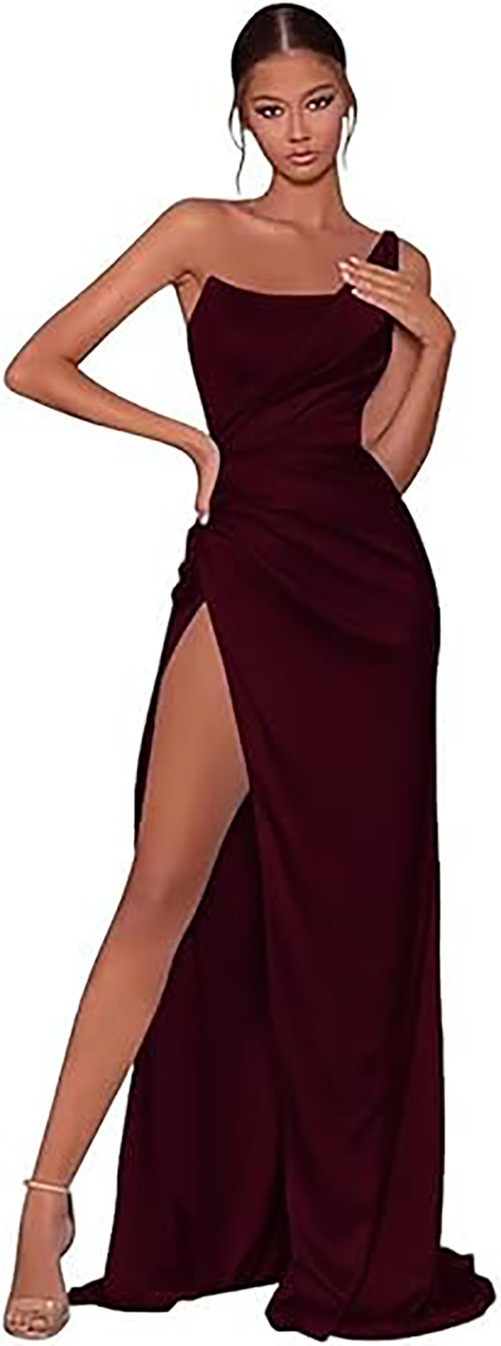Robes de demoiselle d'honneur en satin à une épaule avec fente 2025 Robes de soirée formelles longues sirène