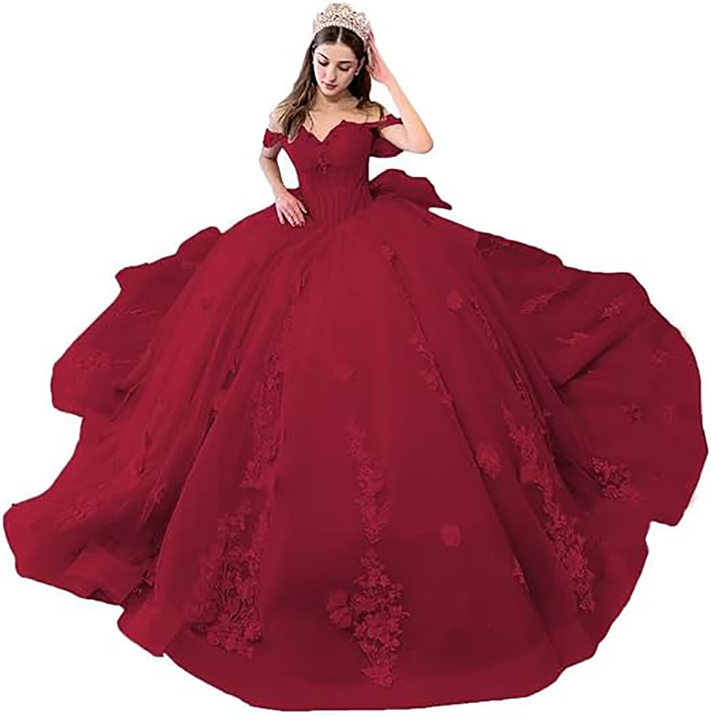 Sweetheart Ball Gown Quinceanera Dresses Bead Appliques Flower Pink Prom Dress Party Gowns Vestidos De 15 Anos
