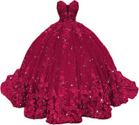 Abiti da Quinceanera con Fiori 3D Scintillanti, Abiti Quince in Tulle Gonfi Senza Spalline, Abiti Sweetheart con Perline e Pizzo, Abiti Sweet 16