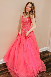 Abiti da sera in tulle lunghezza tè per donne, abiti da ballo con spalle scoperte, per adolescenti, scollo a cuore, decorati con perline, abito principessa gonfio