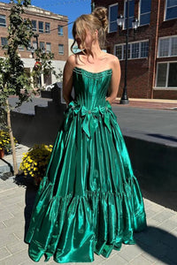 Abito da ballo arricciato con scollo a cuore, spacco alto, vestito da festa senza spalline, tulle ondulato a strati, abito da sera Ms2505062