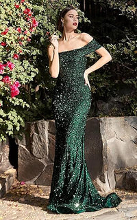 Abiti da sera con paillettes a una spalla, abito da sera sirena scintillante, abito lungo da festa Ms2503103