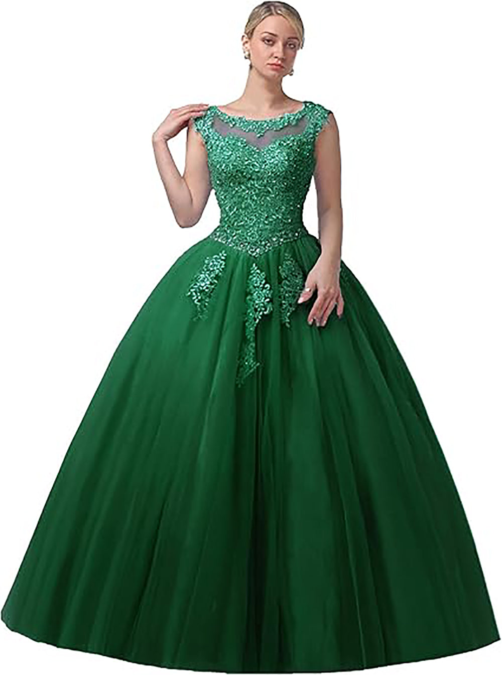 Vestidos de Noiva Encantadores com Decote Barco em Renda, Vestidos de Quinceanera, Vestidos de Baile de Princesa para Festa e Aniversário