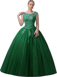 Vestidos de Noiva Encantadores com Decote Barco em Renda, Vestidos de Quinceanera, Vestidos de Baile de Princesa para Festa e Aniversário