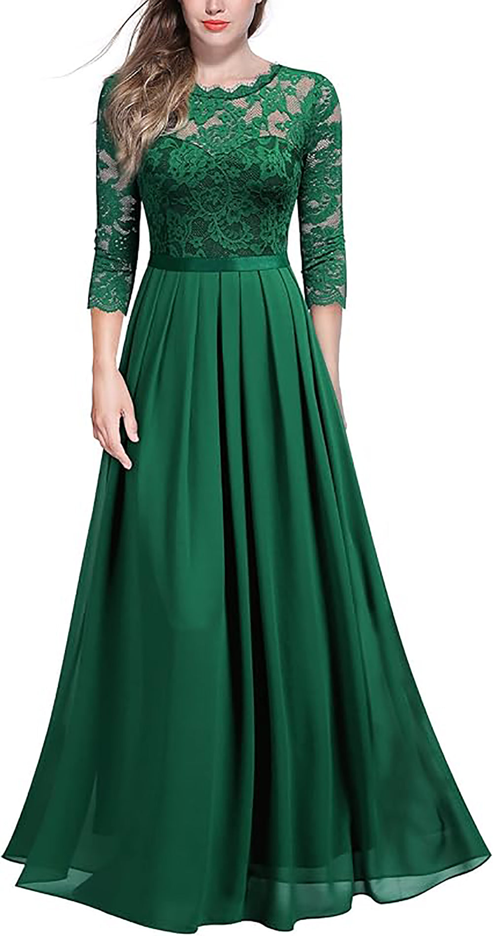 Virina Eleganta Flora Punta 3/4-Manika Florknabina Robo Formala Maxi-Vespera Robo
