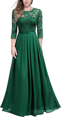 Virina Eleganta Flora Punta 3/4-Manika Florknabina Robo Formala Maxi-Vespera Robo