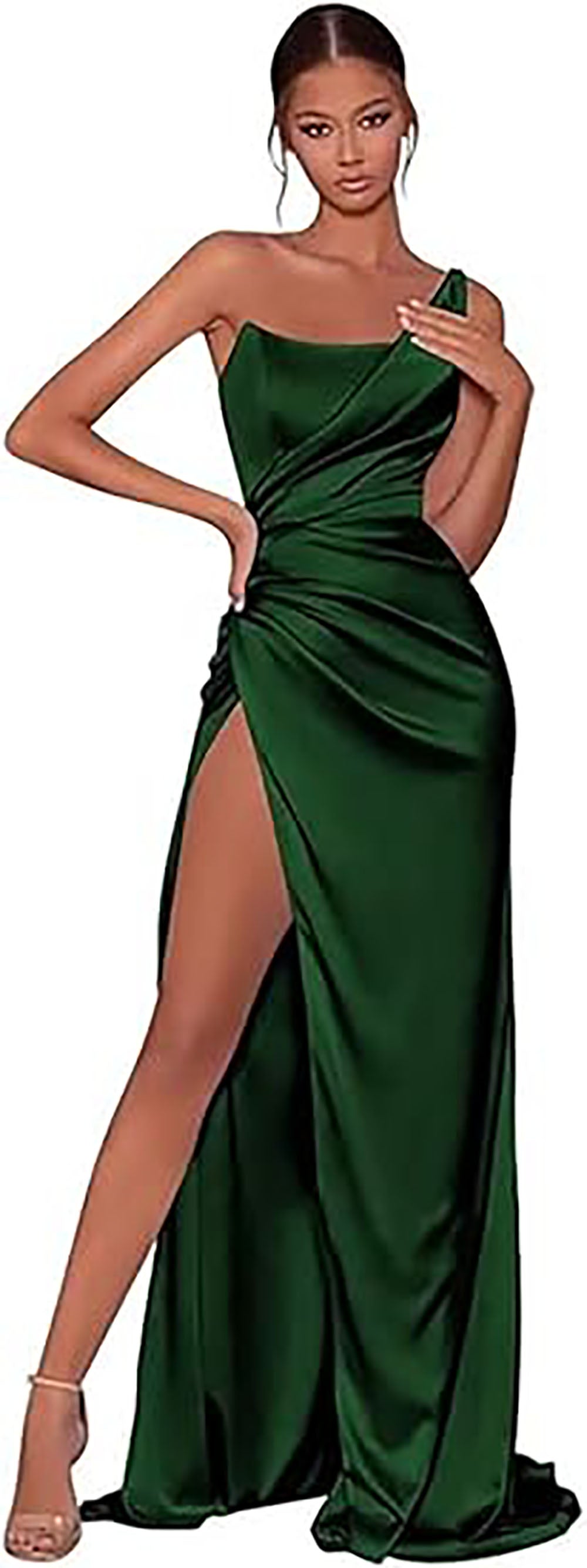 Robes de demoiselle d'honneur en satin à une épaule avec fente 2025 Robes de soirée formelles longues sirène