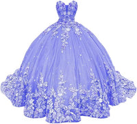 Abiti da Quinceanera con Fiori 3D Scintillanti, Abiti Quince in Tulle Gonfi Senza Spalline, Abiti Sweetheart con Perline e Pizzo, Abiti Sweet 16