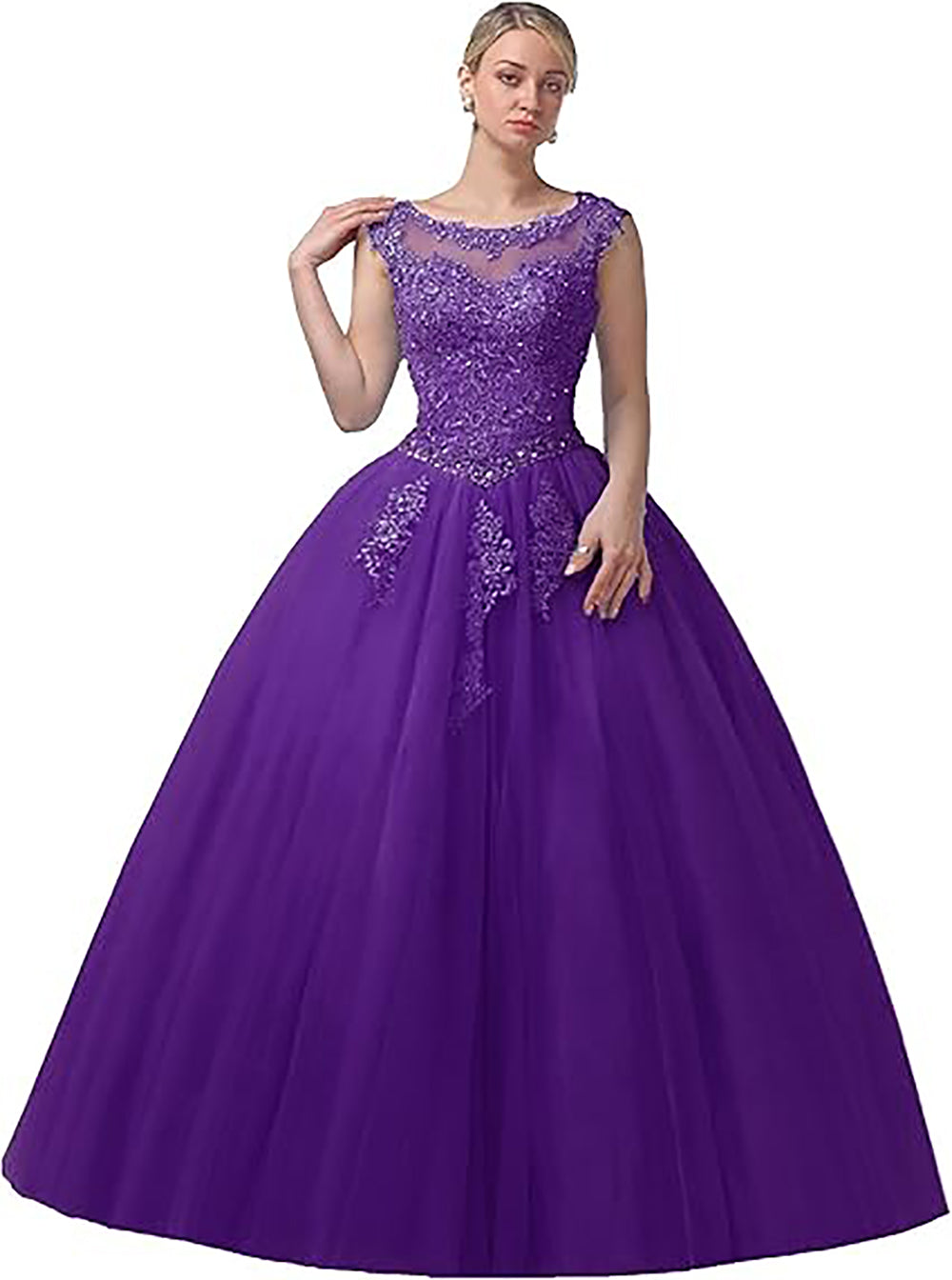 Vestidos de Noiva Encantadores com Decote Barco em Renda, Vestidos de Quinceanera, Vestidos de Baile de Princesa para Festa e Aniversário