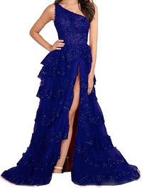 Robe de soirée à volants et à paillettes pour femme, asymétrique, asymétrique, ligne A, sexy, fente latérale, robe de soirée formelle